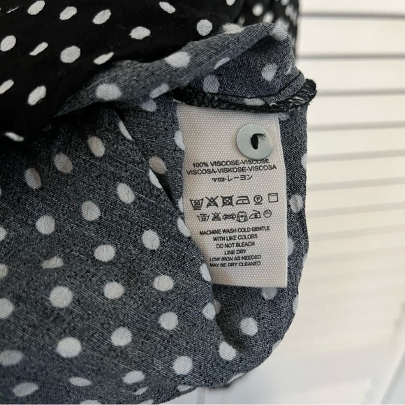 Free People Love Street Polka Dot Blouse Woman’s Large Black White Button Front - Picture 5 of 8
